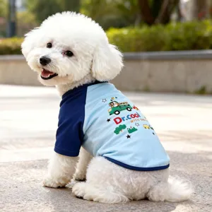 Cute summer pet vest for dogs, breathable cartoon car print dog clothes pet apparel.