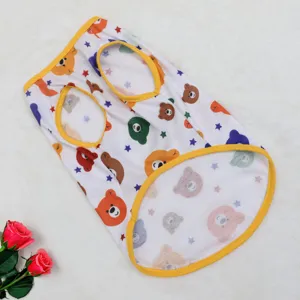 Joli gilet d'été pour chien et chat respirant et fin avec motif d'ours coloré pour animaux