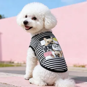 Summer breathable striped pet dog vest for small dogs french bulldog cute puppy clothes apparel