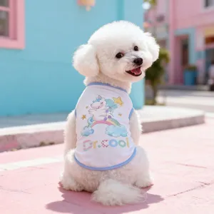Summer cute pet dog vest breathable thin cartoon unicorn clothes for small dogs apparel