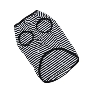 Classic black and white striped dog vest breathable summer pet clothing for small dogs
