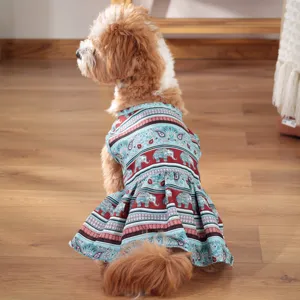 Vestito estivo sottile per cani con stampa elefante, abbigliamento traspirante per cani piccoli.