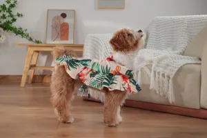 Dog summer tropical floral cloak detail, lightweight Hawaiian pet dress, cute pet beach apparel