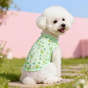 Joli gilet pour animal de compagnie à carreaux verts motif fruits pour chiens chats.