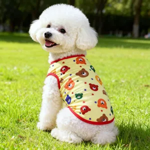 Gilet d'été mignon pour chien avec imprimé d'ours, vêtements respirants pour petits chiens