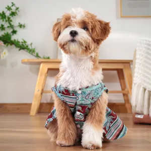 Vestito estivo sottile per cane stile thailandese stampa elefante vista di dettaglio