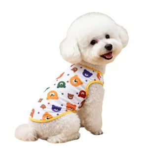 Gilet d'été pour chien avec imprimé d'ours colorés, vêtements respirants pour petits chiots.
