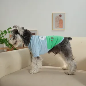 Cute cartoon frog dog t-shirt for spring and summer, comfortable pet clothes for small dogs.