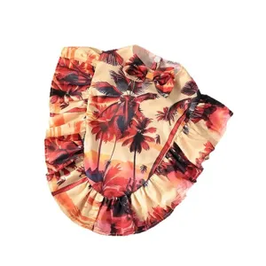 Hawaiian style pet summer cape dog beach dress tropical palm tree print pet costume