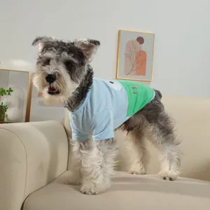 Cute cartoon pet t-shirt for dogs, breathable spring and summer puppy apparel.