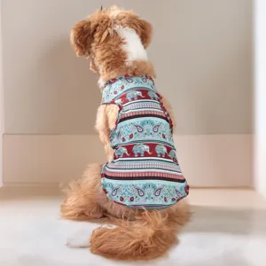 Abbigliamento estivo leggero per cani, vestito per animali senza maniche stampa elefante.