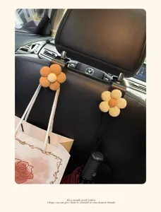 Leuke autostoel rugleuning haken met corduroy bloem design, multifunctionele auto organizer.