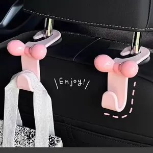 Cute pink bow car seat back hook for hanging bags and purses, interior storage organizer accessory