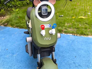 Details of the funny electric scooter water dispenser decoration with creative faucet stickers.
