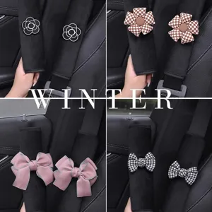 Auto Veiligheidsgordel Schouderpads Schattige Camellia Ruitje Strik Pluche Verdikte Beschermhoes Universele Auto Interieur Accessoires