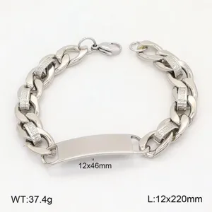 Bracelet de chaîne homme en acier titane avec plaque ID et motif grec 220mm style lourd