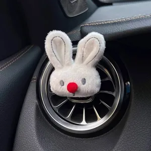 Cute Plush Cookie Croissant Rabbit Car Air Vent Aromatherapy Clip Cartoon Animal Fragrance Ornament Car Interior Decor