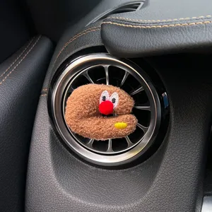 Cute brown cookie car air vent clip plush doll aromatherapy decoration for interior styling