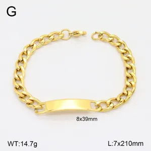 Bracelet gourmette cubain en acier inoxydable doré pour couple bijoux de mode ID