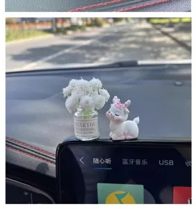 Adorno de coche mini florero estatuilla de ciervo decoracion interior salpicadero