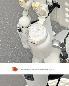 Electric scooter hook multifunctional storage hanger for water bottle and umbrella use.