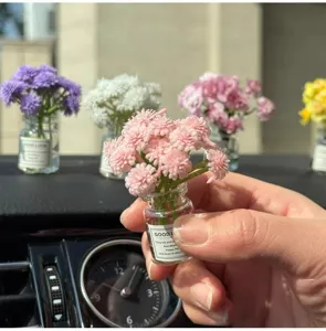 Mini artificial flower glass bottle car ornament interior dashboard decor cute display