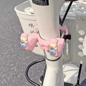Electric Vehicle Hook Punch Free Car Pole Double Hook Cartoon Bear Scooter Helmet Storage Hanger