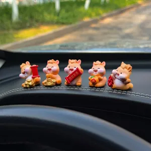 Ensemble d'ornements de tableau de bord de cheval chanceux mignon, décor de voiture en résine.