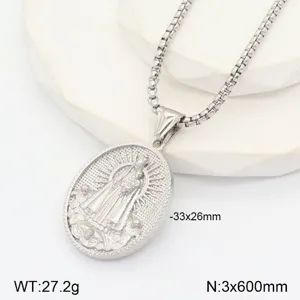 Collier Pendentif Médaillon Rond Portrait 3D Vintage Acier Inoxydable Poli Style Européen et Américain Bijoux de Mode
