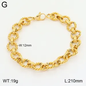Bracelet en acier inoxydable plaqué or 18K mode, détail de maillons épais de 12mm.