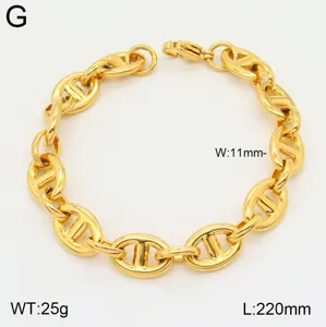 Unisexe Acier Inoxydable 18K Plaqué Or Épaisse Chaîne Ancre Maillon Bracelet Collier Mode Hip Hop Bijoux Cadeau