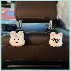 Leuke puppy autok hoofdsteun haak pluche auto organizer multifunctionele hanger