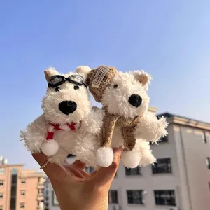 Cute West Highland Terrier plush pendant bag charm cartoon puppy doll keychain gift decoration