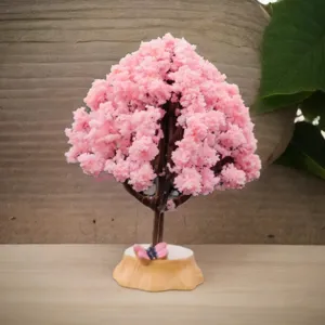 Creativo mini árbol de flores de cerezo rosa cristal decoración de escritorio oficina