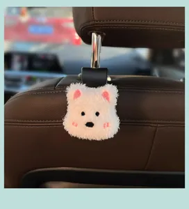 Schattige hond autostoel haak pluche hoofdsteun hanger organizer auto accessoires