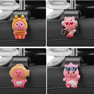 Cute cartoon car headrest hook multi-functional back seat hook cute animal design car interior