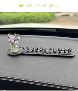 Auto temporäres Parkschild mit süßem Blumenvasen-Ornament für Armaturenbrett Dekoration