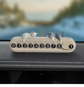 Tarjeta de estacionamiento temporal gato lindo para tablero de coche, accesorio.