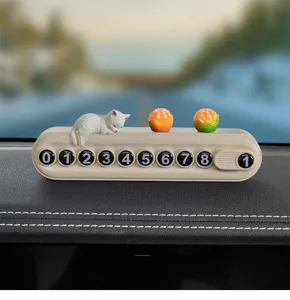 Placa de número de estacionamiento temporal de coche gato lindo con gatito durmiendo.