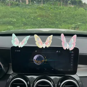 Cute butterfly car air vent clip interior decoration, colorful aesthetic design for auto.