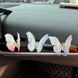 Cute butterfly car air vent clip decorative accessory, charming crystal rhinestones design.
