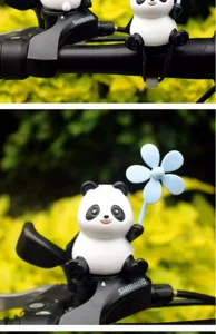 Cute panda bicycle ornament close-up detail showcasing the mini windmill and mount design.