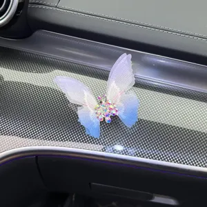 Car air vent butterfly decoration sparkling rhinestone crystal cute auto interior ornament accessory