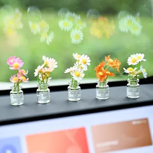 Set de mini floreros lindos para decoración de salpicadero de coche, estilo curativo.