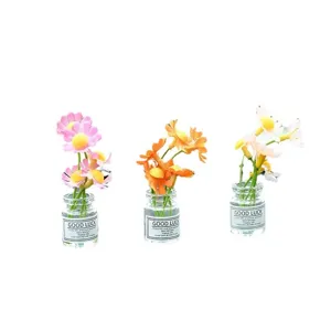 Mini florero de vidrio flor artificial adorno salpicadero coche decoracion lindo