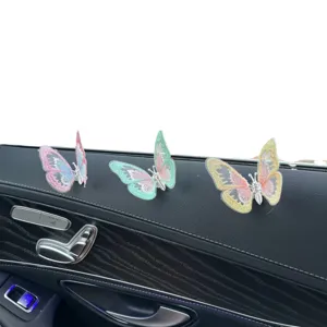 Colorful embroidered butterfly car interior decoration ornaments for dashboard and vent.