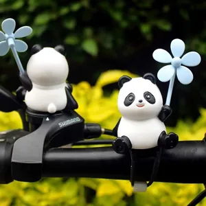 Cute panda windmill bicycle bell decoration for bike motorcycle handlebars and vehicle interior