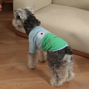 Cute pet spring summer cartoon frog t-shirt, breathable comfortable dog clothes for small pets.