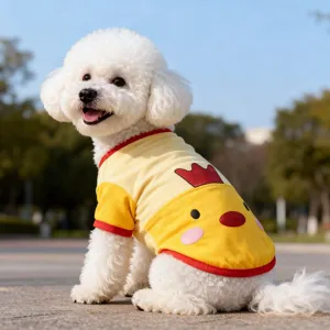 Cute Cartoon Chick Frog Print Pet Dog T-Shirt Polyester Breathable Summer Clothes Small Medium Dogs Apparel