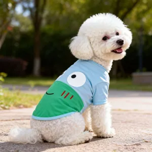 Cute dog t-shirt summer pet clothes cartoon frog design breathable puppy apparel for small dogs